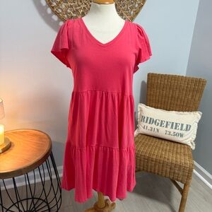 J Crew V-Neck Tiered Short Sleeve Dress